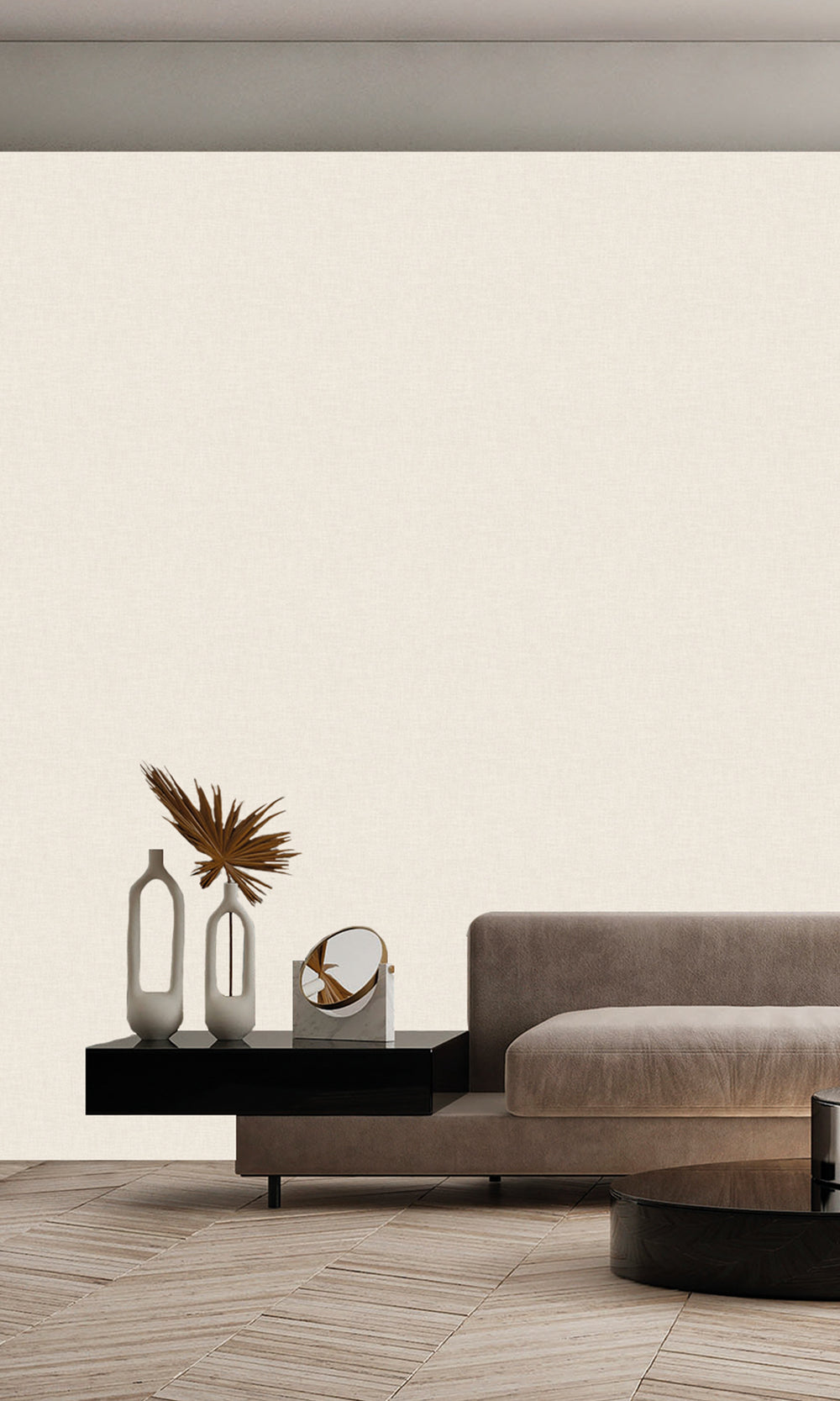 Ivory Mist Wavy Textile Plain Wallpaper R9952