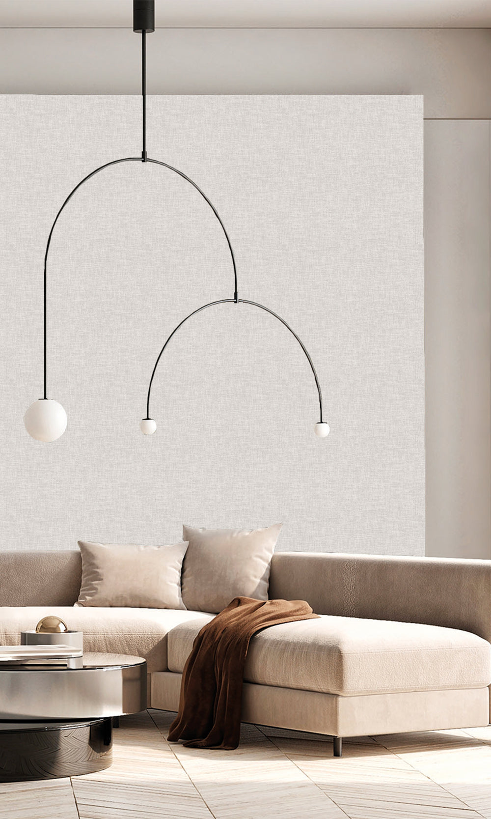 Autumn Grey Wavy Textile Plain Wallpaper R9954