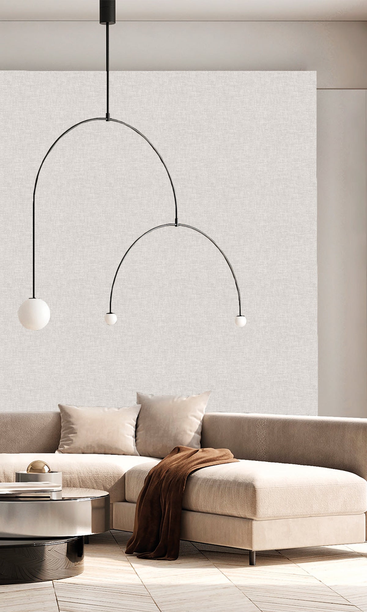 Autumn Grey Wavy Textile Plain Wallpaper R9954