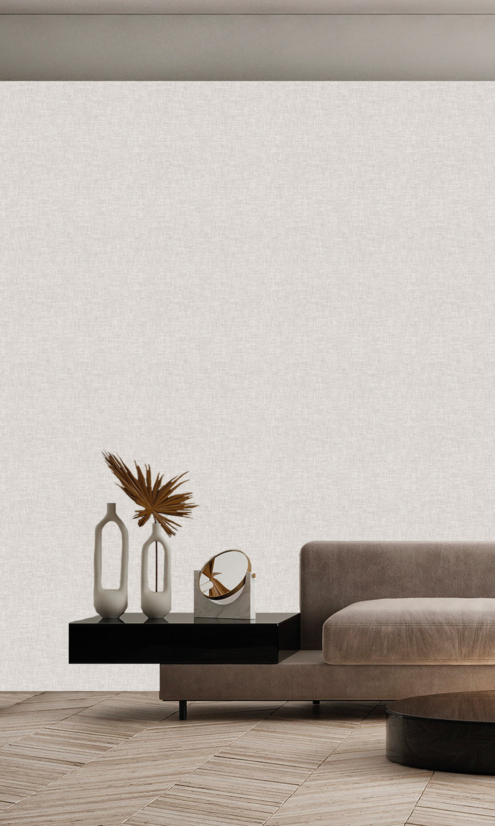 Autumn Grey Wavy Textile Plain Wallpaper R9954