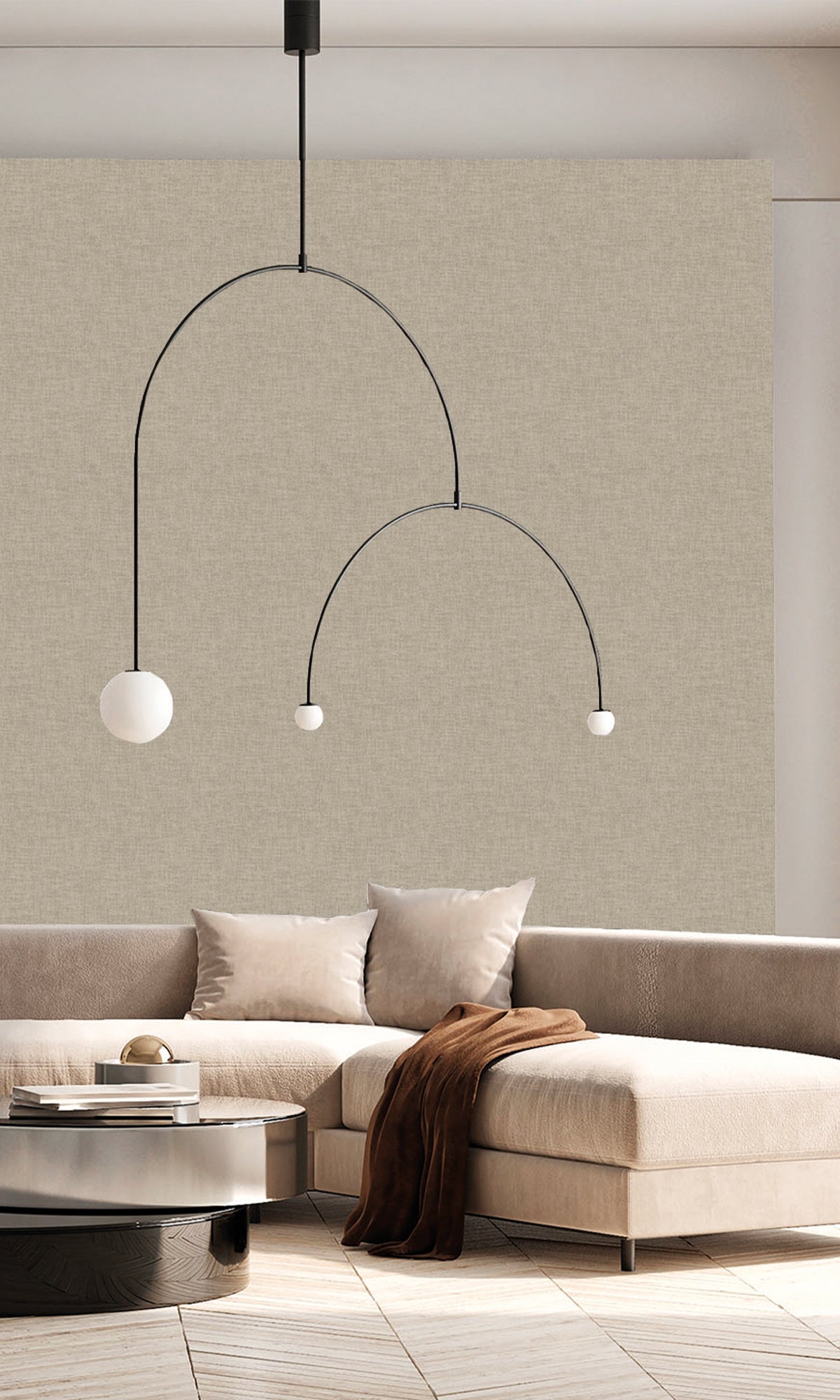 Oyster Grey Wavy Textile Plain Wallpaper R9956