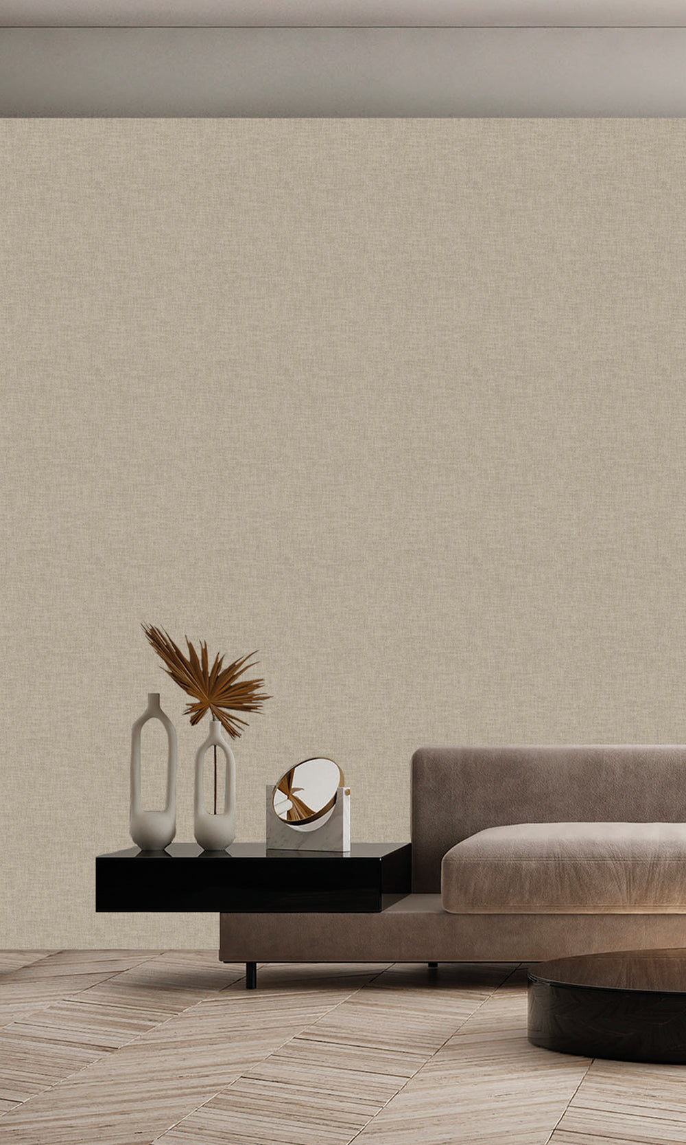 Oyster Grey Wavy Textile Plain Wallpaper R9956