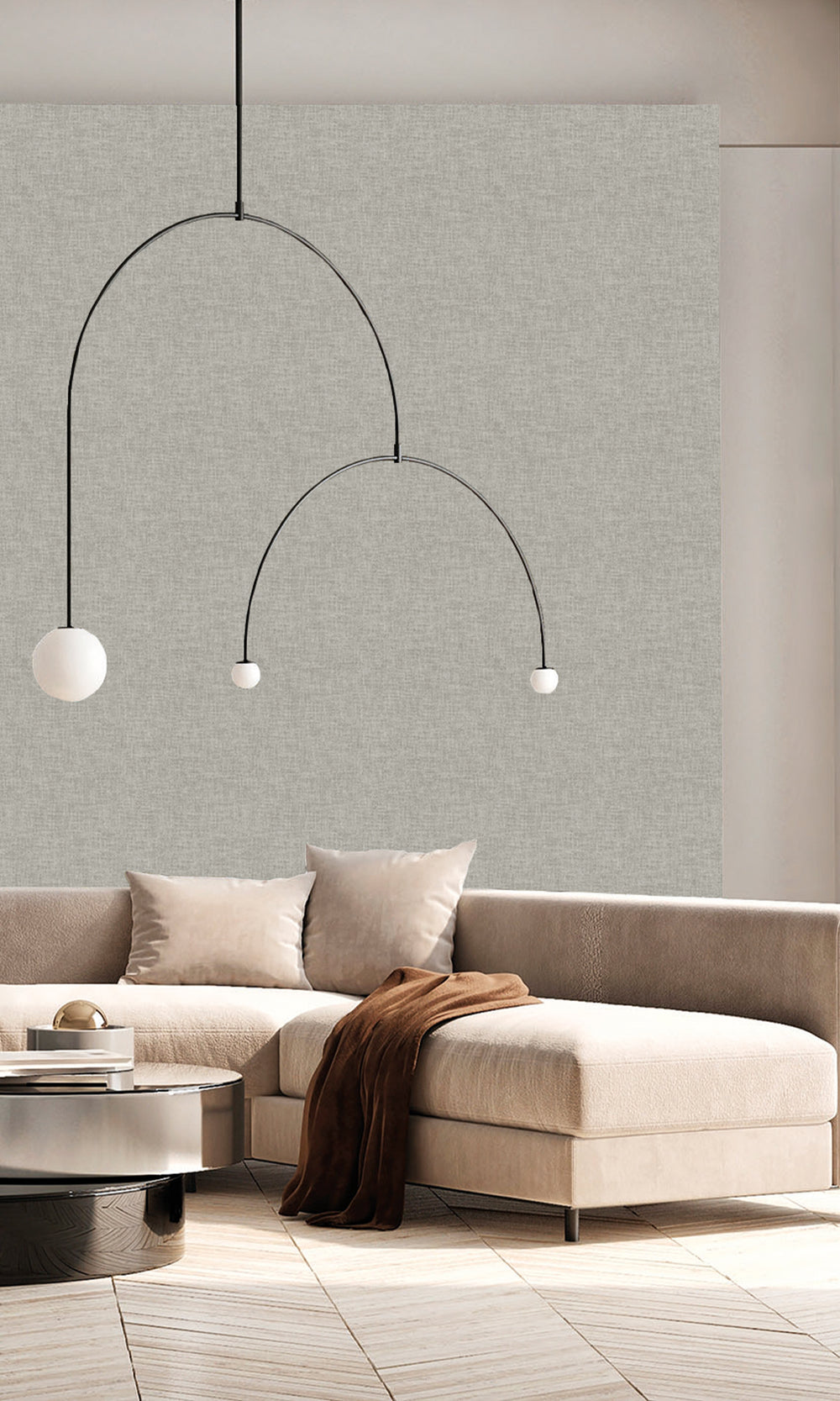 Cool Slate Wavy Textile Plain Wallpaper R9958