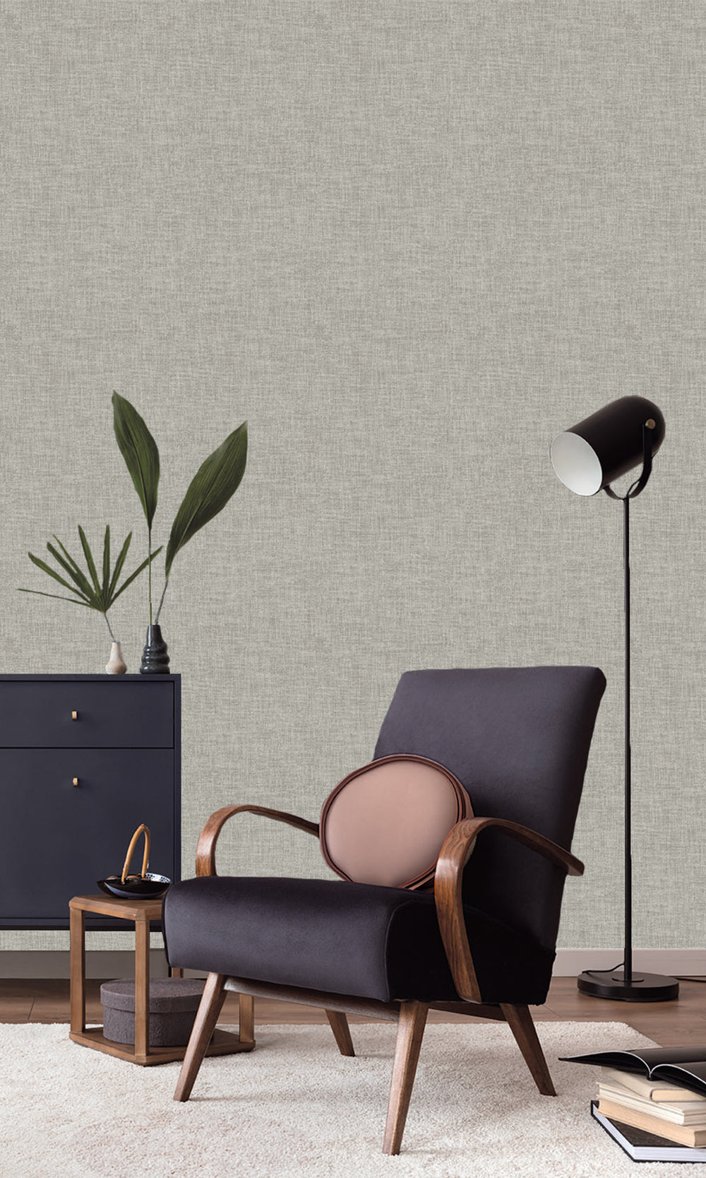 Cool Slate Wavy Textile Plain Wallpaper R9958