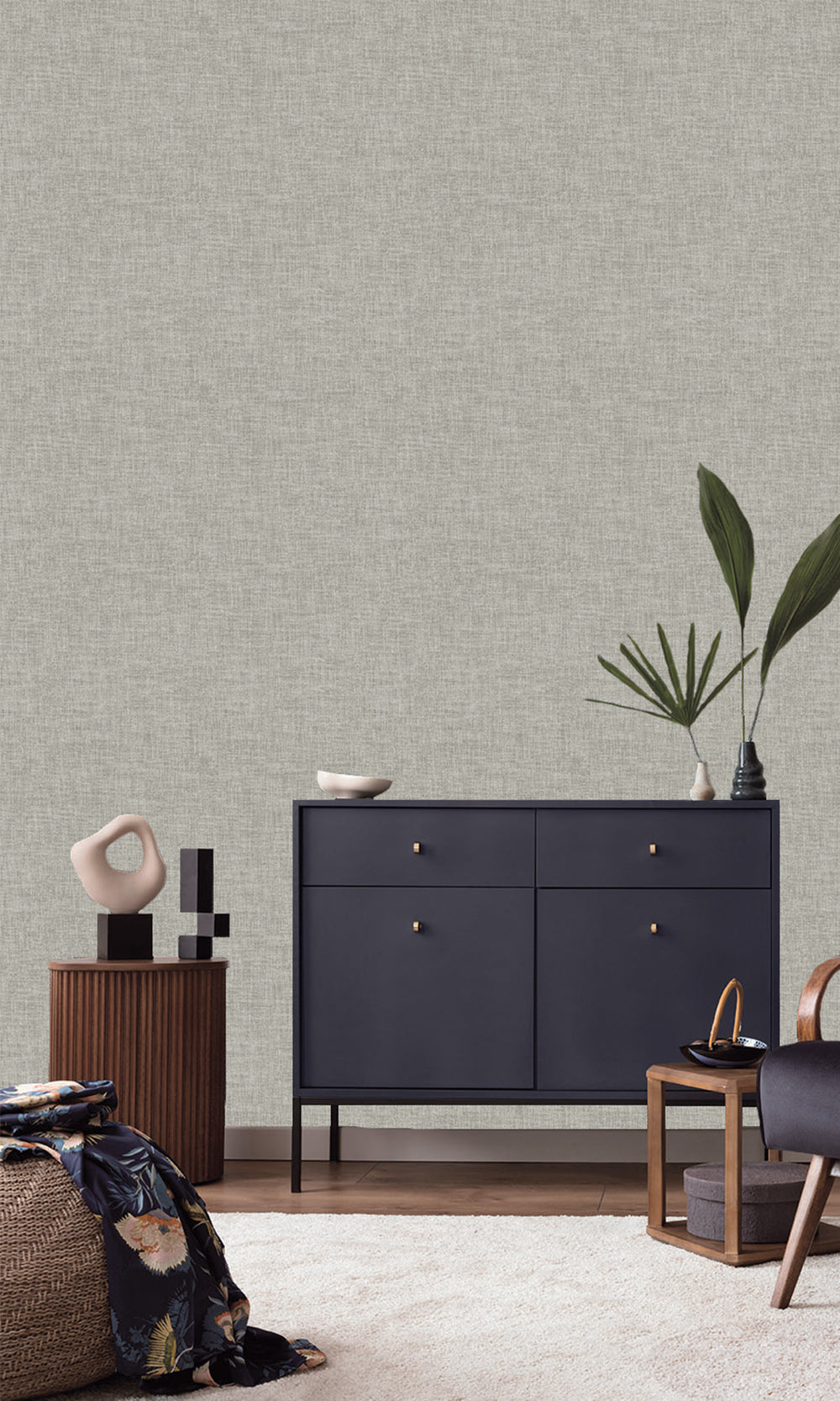 Cool Slate Wavy Textile Plain Wallpaper R9958