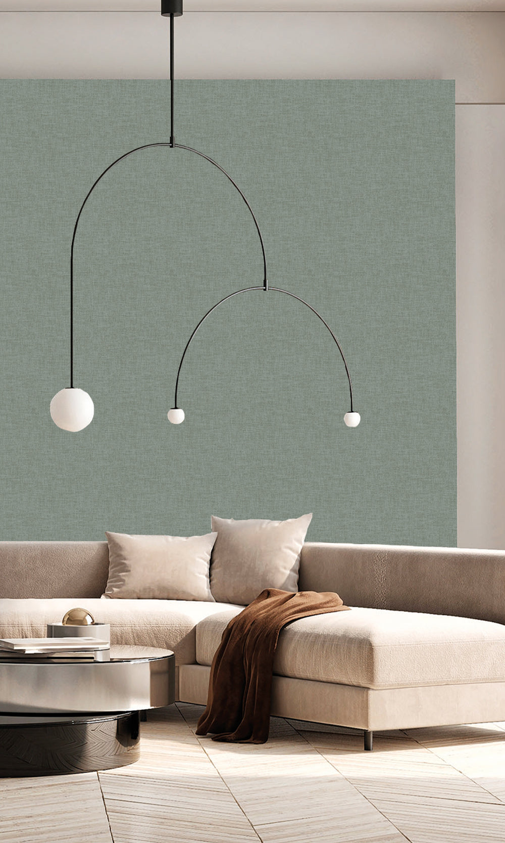 Mountain Moss Wavy Textile Plain Wallpaper R9960