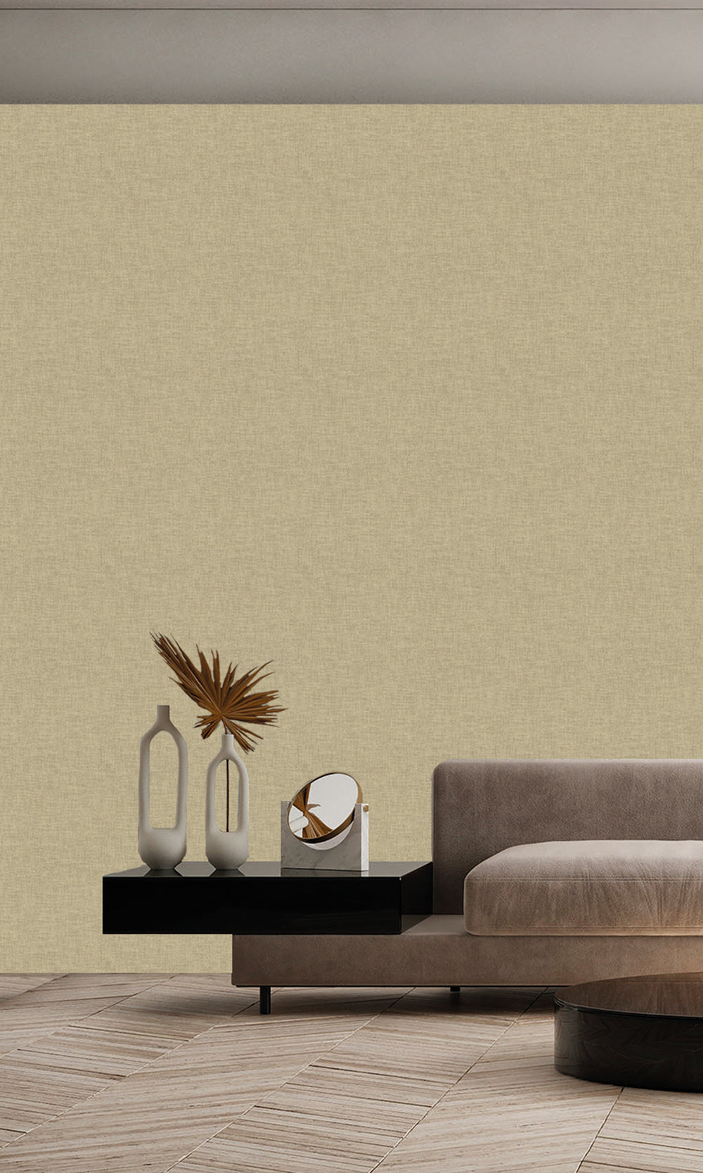 Sepia Stone Wavy Textile Plain Wallpaper R9961