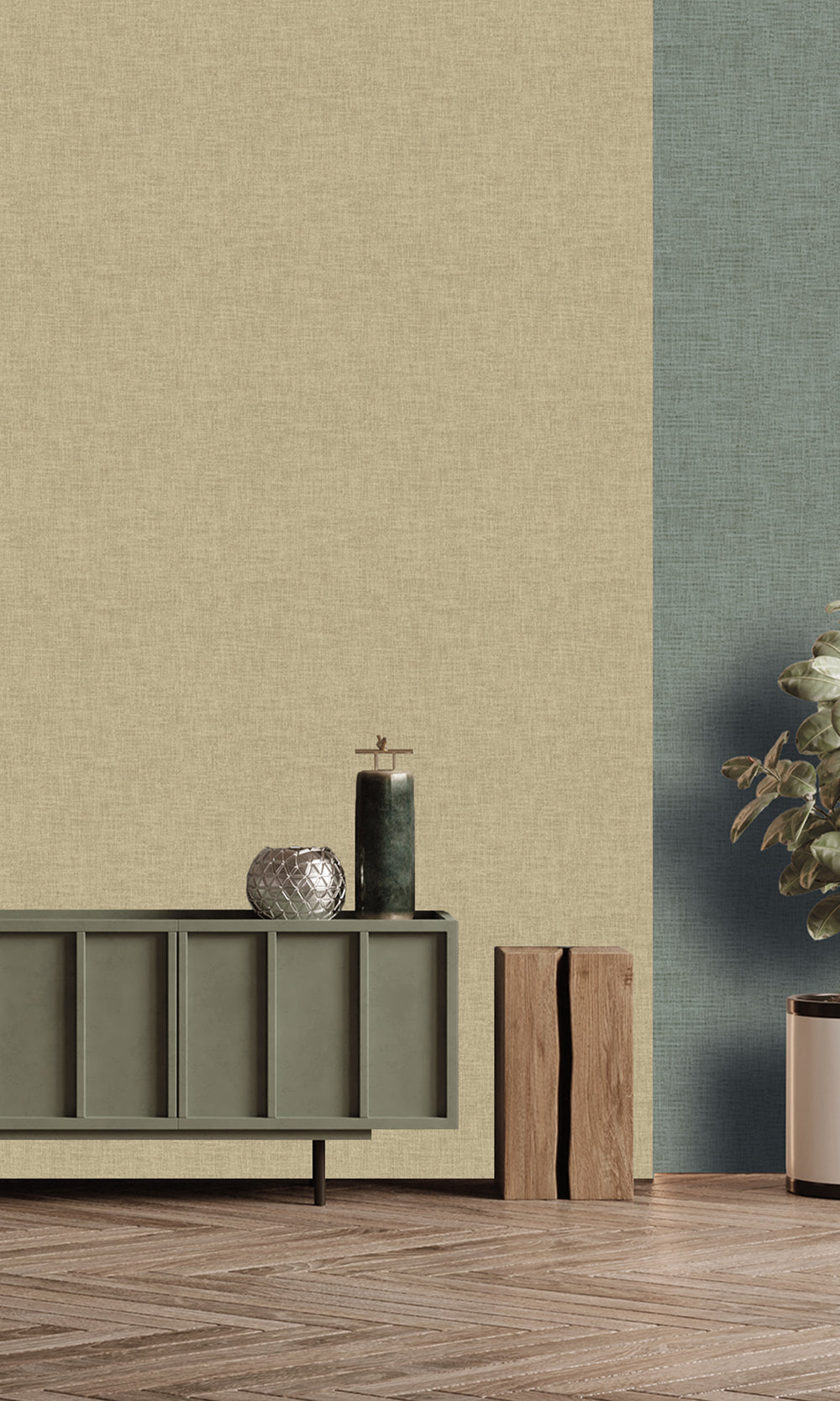 Sepia Stone Wavy Textile Plain Wallpaper R9961