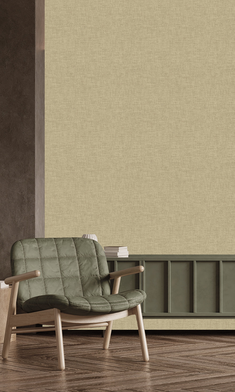 Sepia Stone Wavy Textile Plain Wallpaper R9961