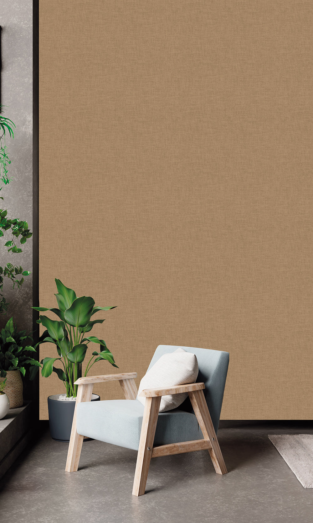 Brick Brown Wavy Textile Plain Wallpaper R9962