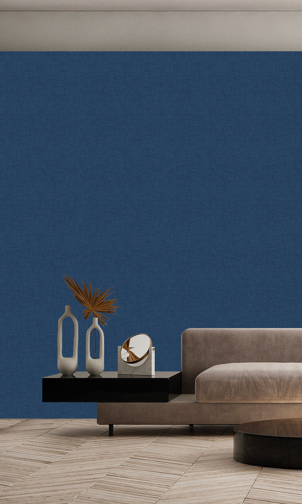 Celestial Blue Wavy Textile Plain Wallpaper R9963