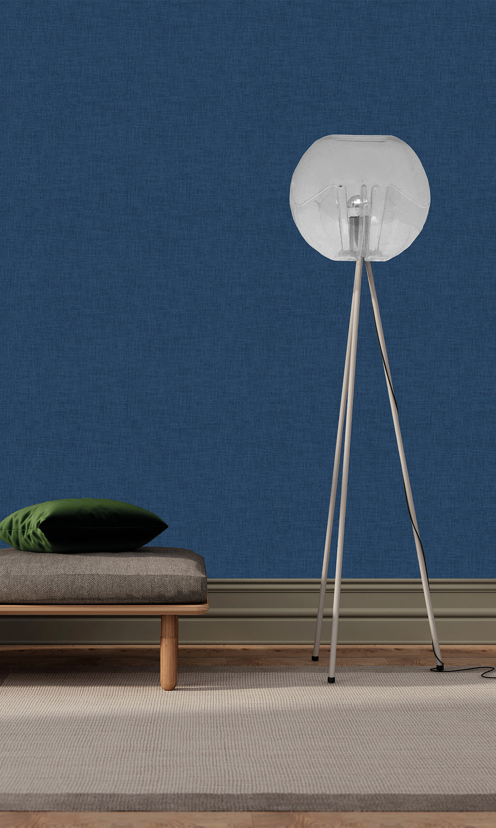Celestial Blue Wavy Textile Plain Wallpaper R9963