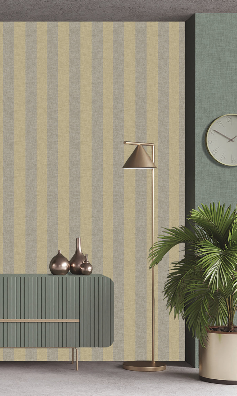 Hillary & Warm Granite Wavy Textured Stripes Wallpaper R9967