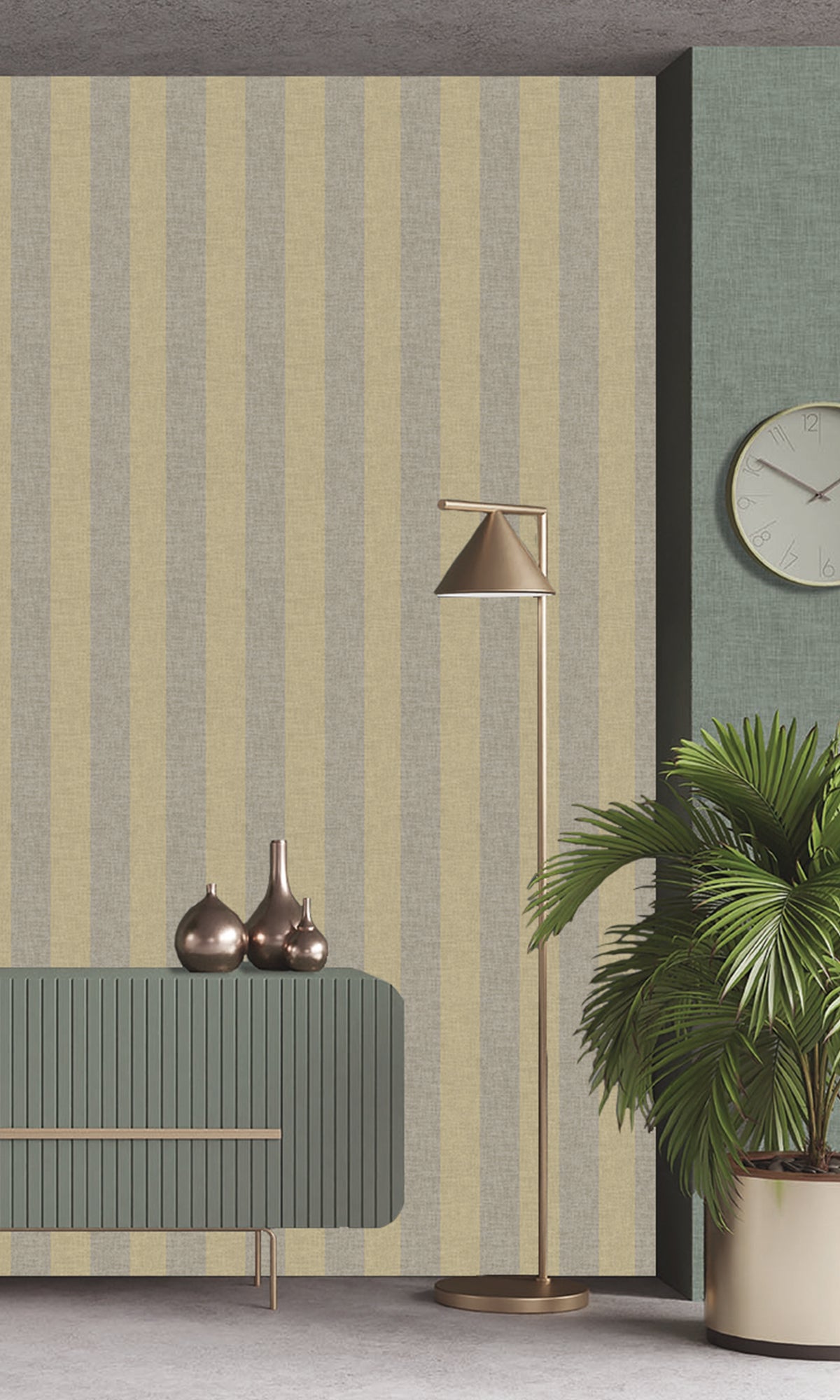 Hillary & Warm Granite Wavy Textured Stripes Wallpaper R9967