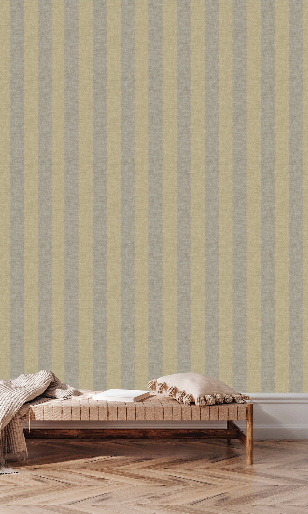 Hillary & Warm Granite Wavy Textured Stripes Wallpaper R9967