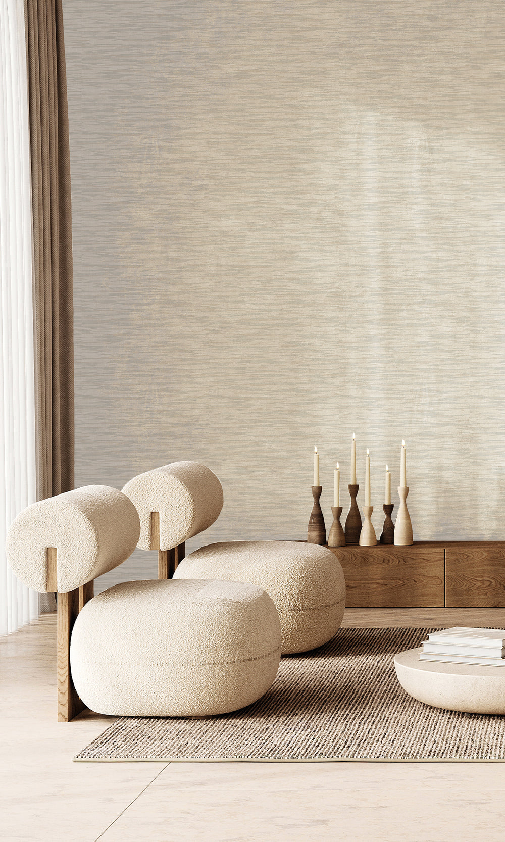 Pastel Grey & Sandy Ash Horizon Wave Wallpaper R9969