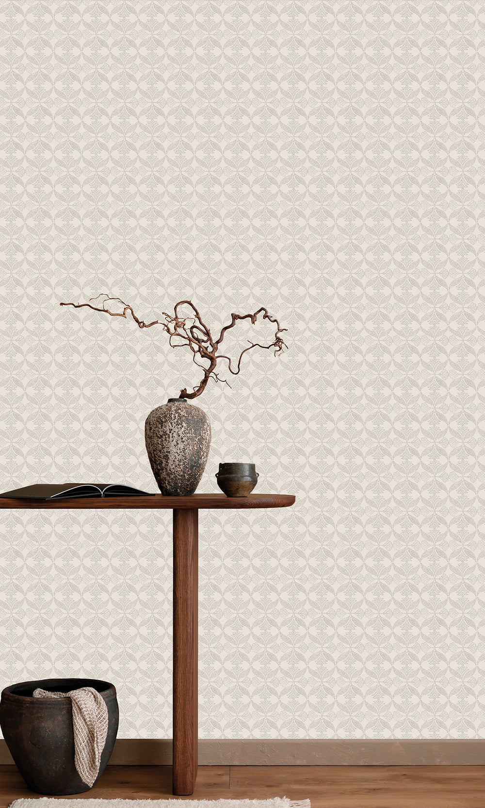 Narvik Beige Ornamental Ogee Wallpaper R9972