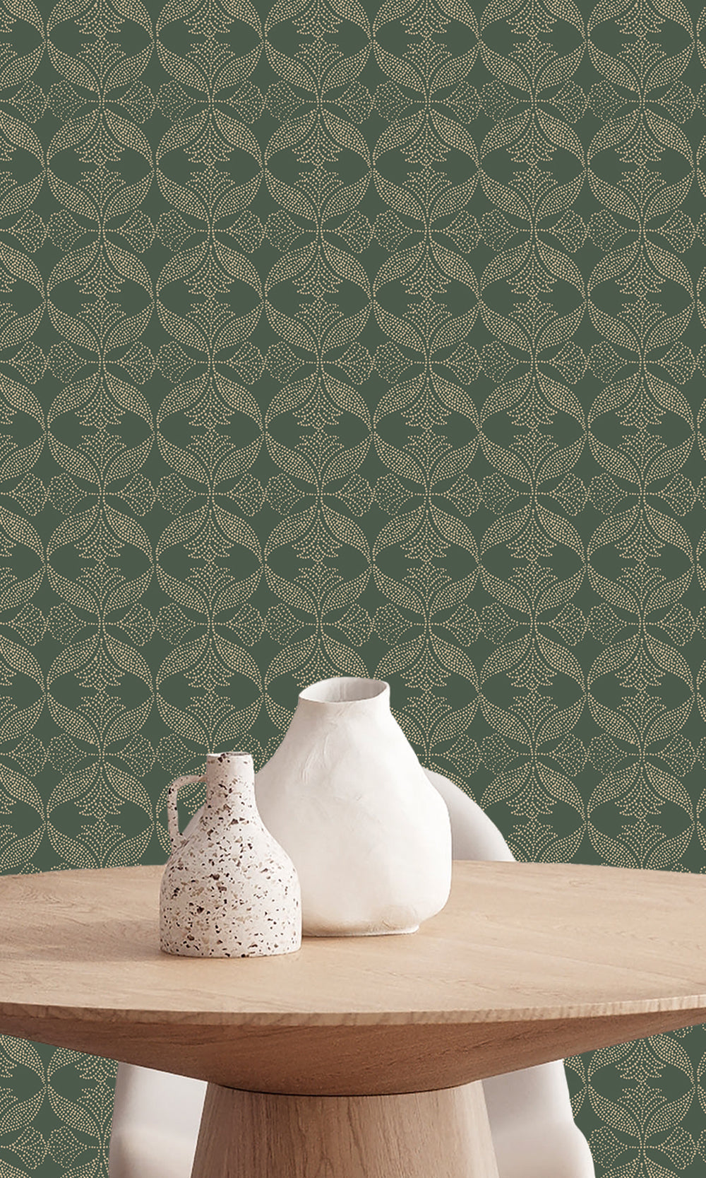 Deep Sea Shadow Ornamental Ogee Wallpaper R9973