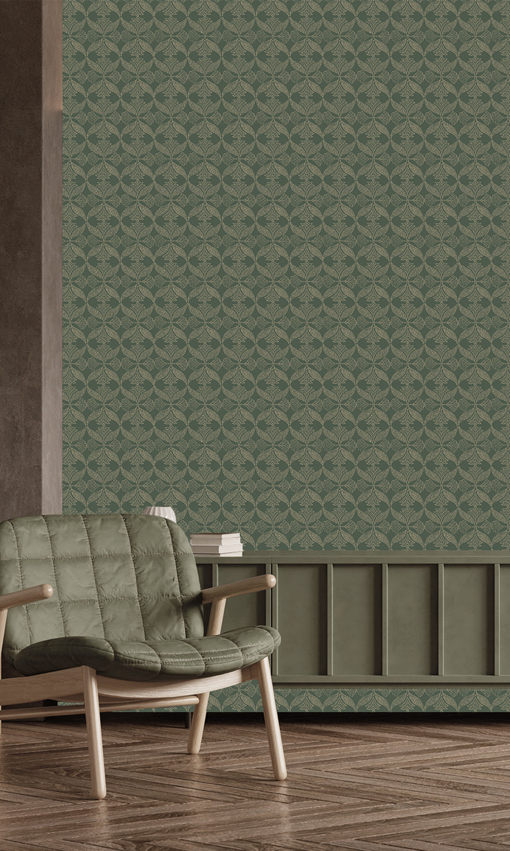 Deep Sea Shadow Ornamental Ogee Wallpaper R9973