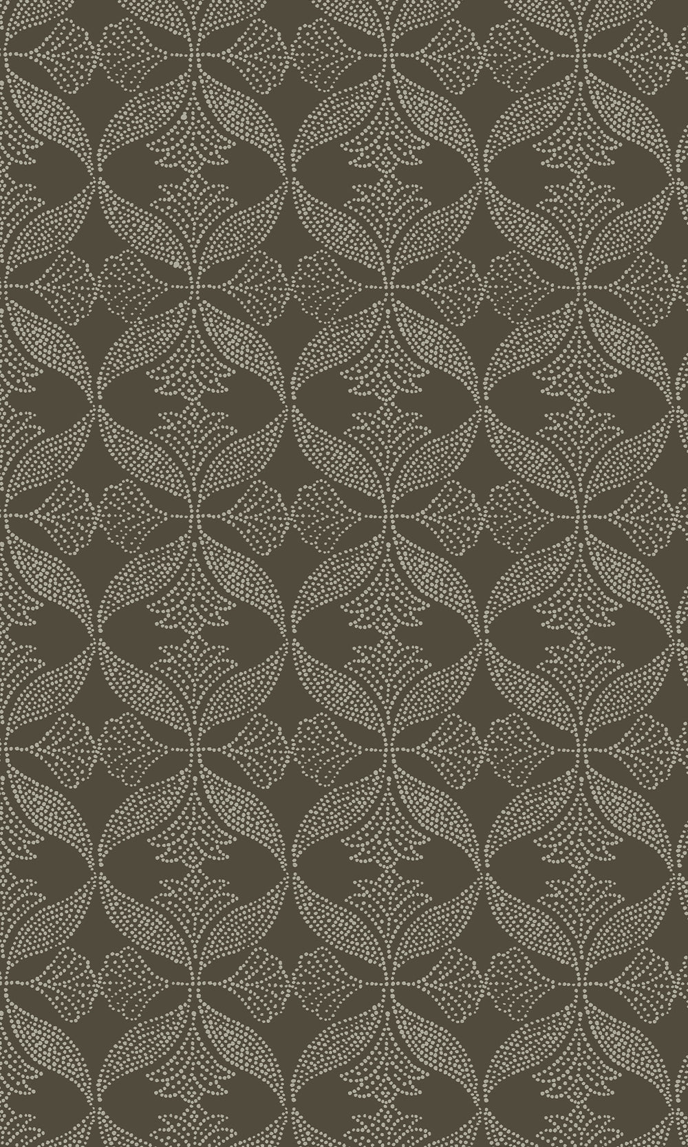 Dark Camo Beige Ornamental Ogee Wallpaper R9975