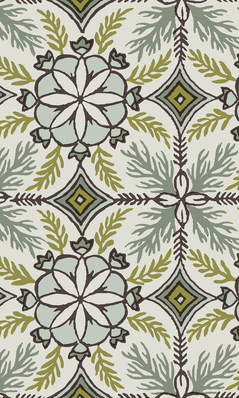 Arctic Fog & Tea Leaf Moroccan Tiles Wallpaper R9977