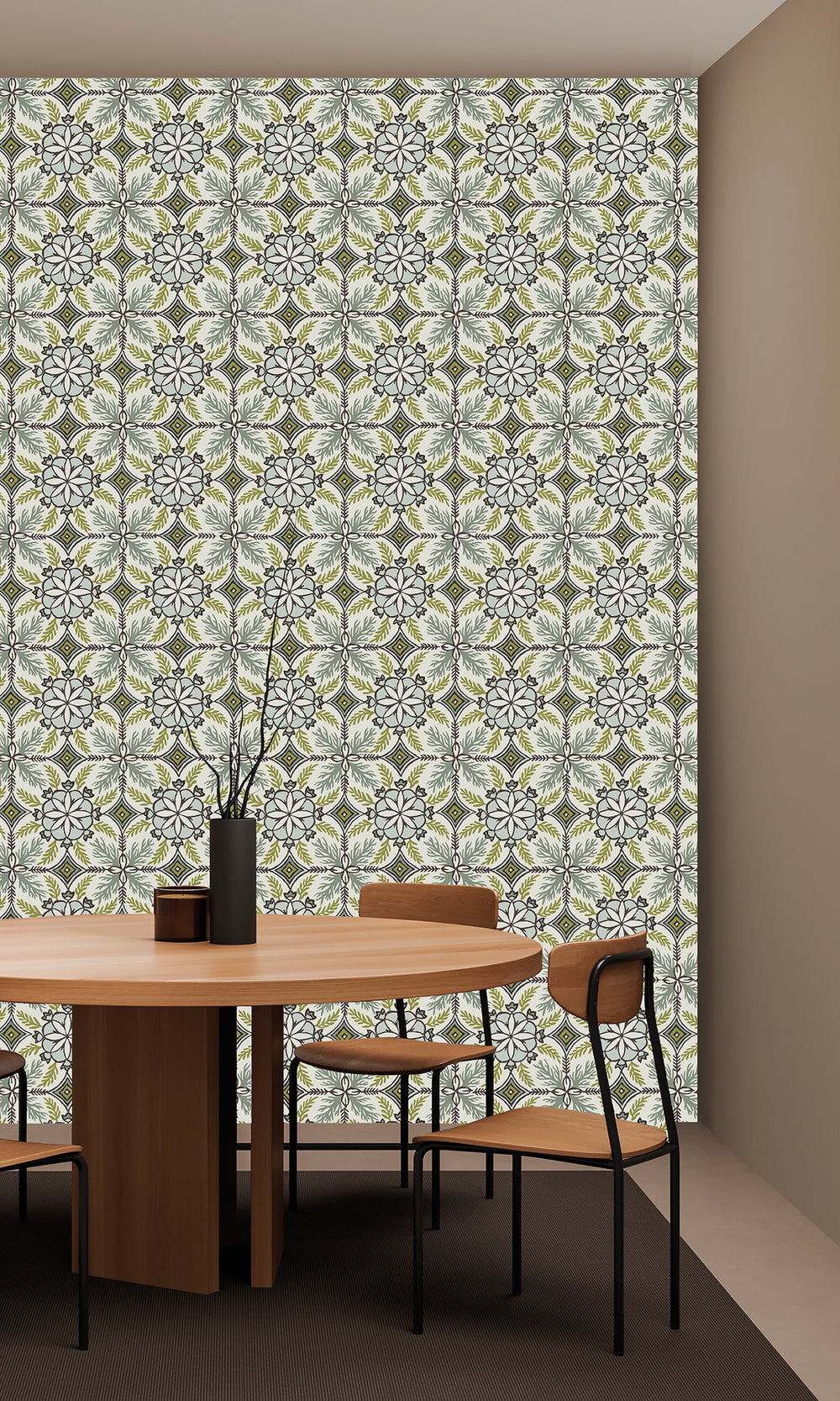 Arctic Fog & Tea Leaf Moroccan Tiles Wallpaper R9977