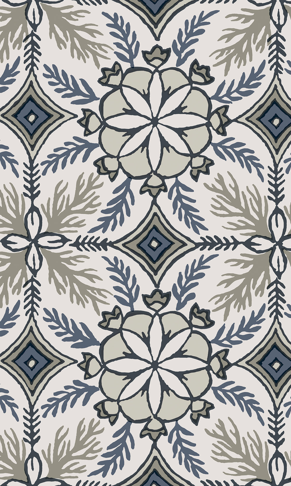 Midnight Blue & Featherstone Moroccan Tiles Wallpaper R9978