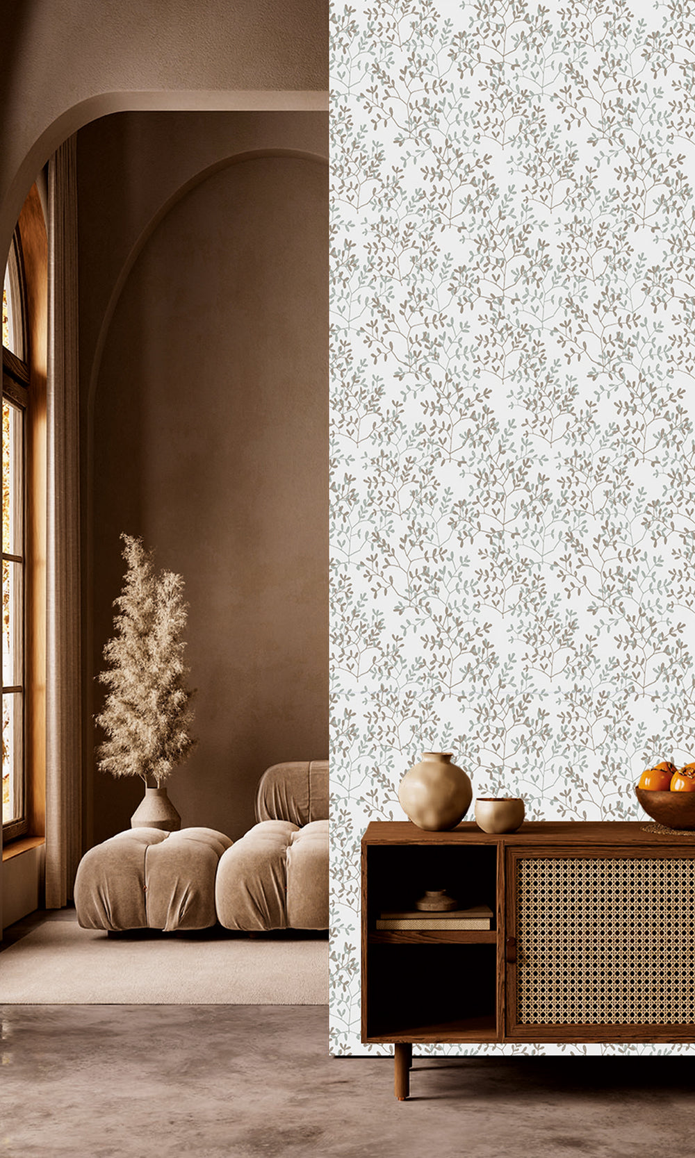 Southern Pine & Coronation Gray Dual Toned Branches Wallpaper R9979
