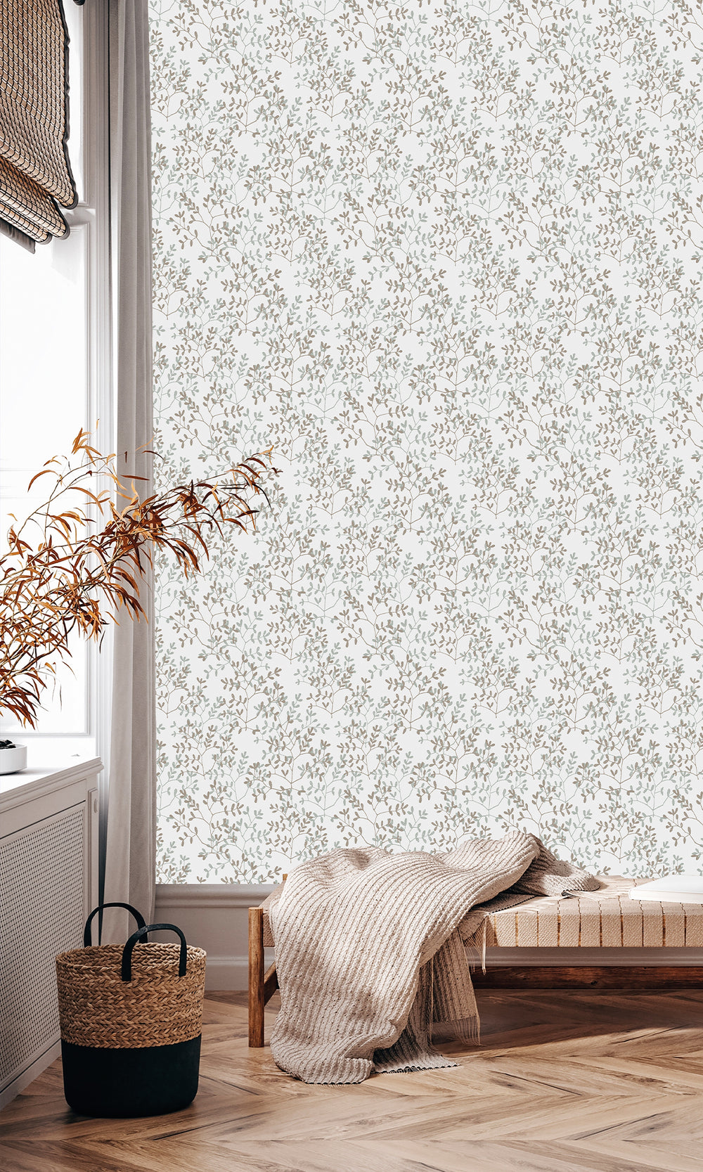 Southern Pine & Coronation Gray Dual Toned Branches Wallpaper R9979