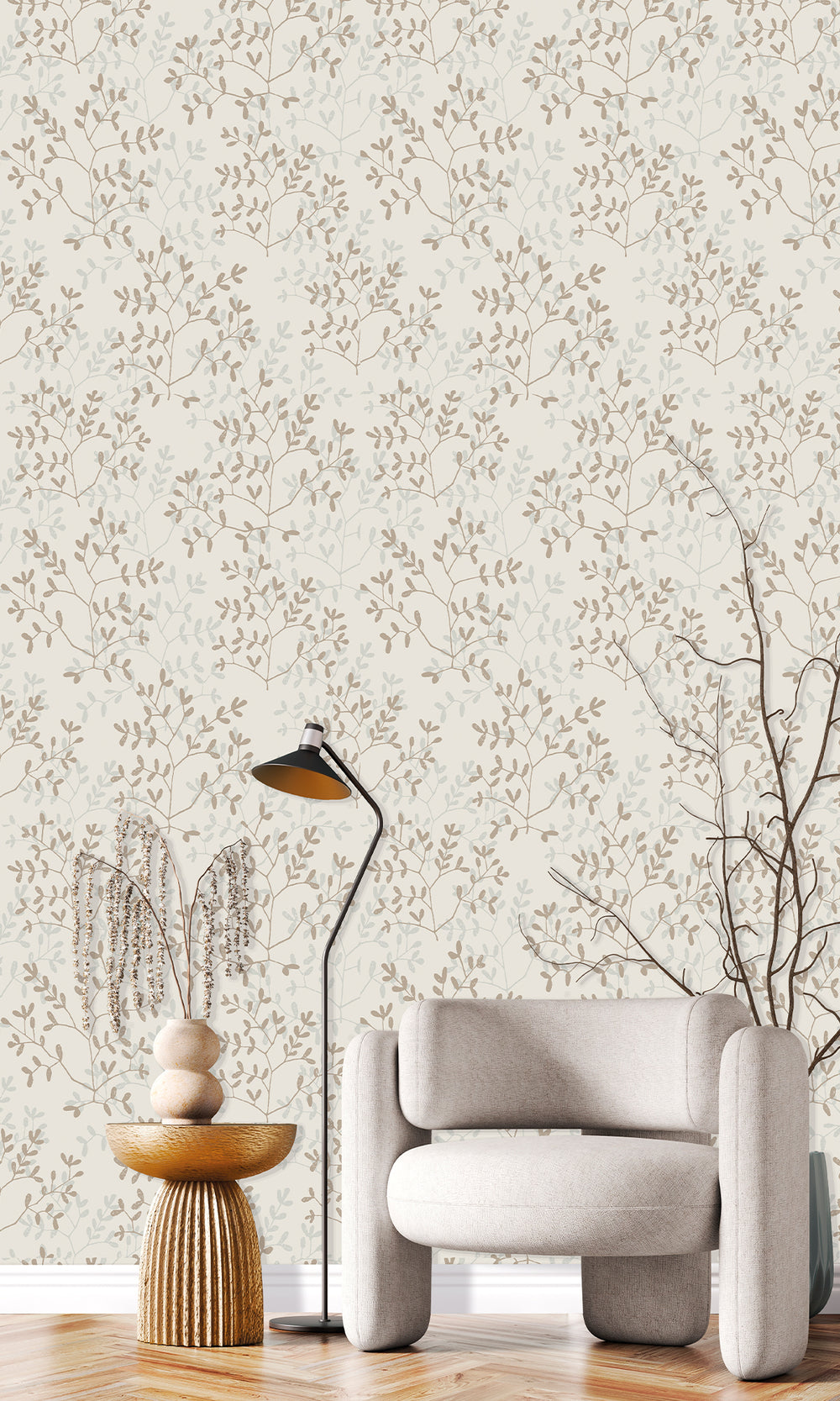 Mountain Grey & Sorrell Brown Dual Toned Branches Wallpaper R9980