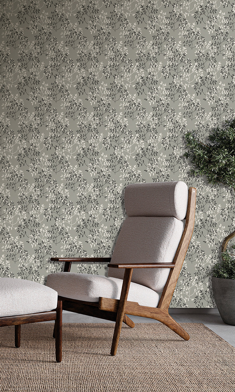 Friar Grey & Black Oak Dual Toned Branches Wallpaper R9981