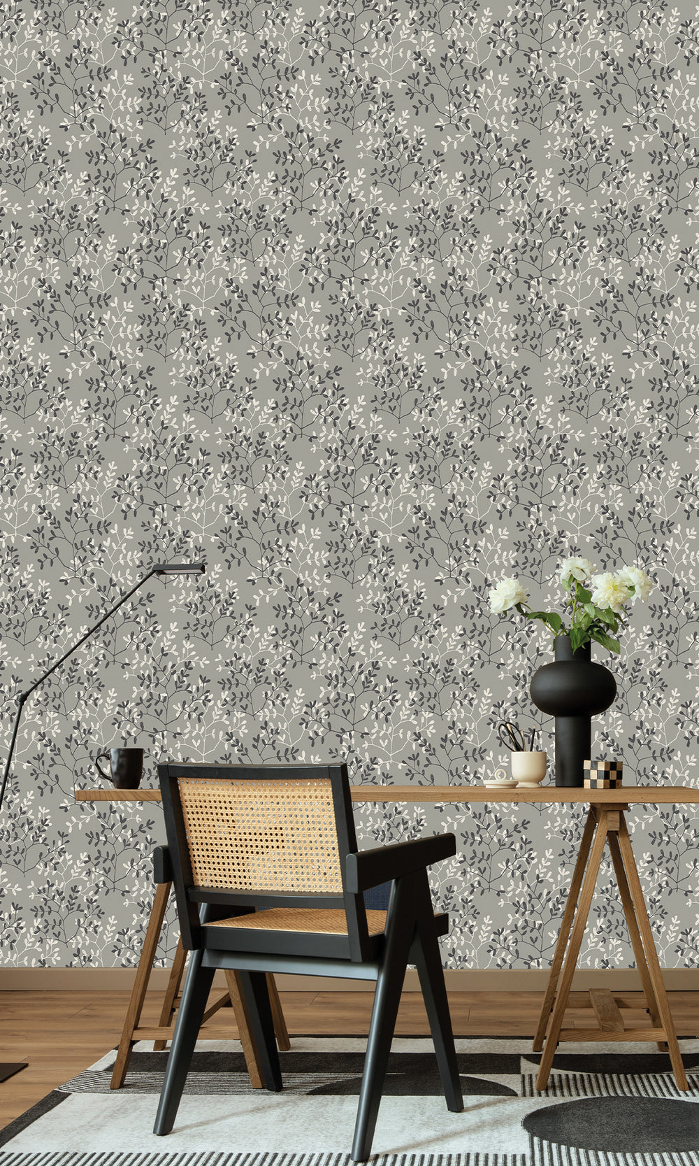 Friar Grey & Black Oak Dual Toned Branches Wallpaper R9981