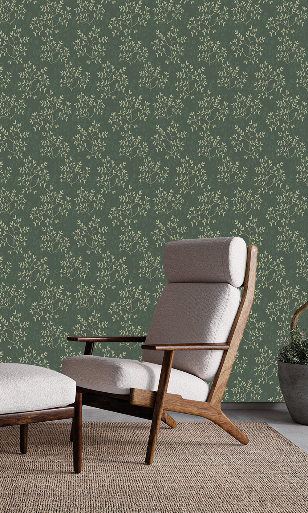 Deep Sea Shadow & Prairie Grey Dual Toned Branches Wallpaper R9982