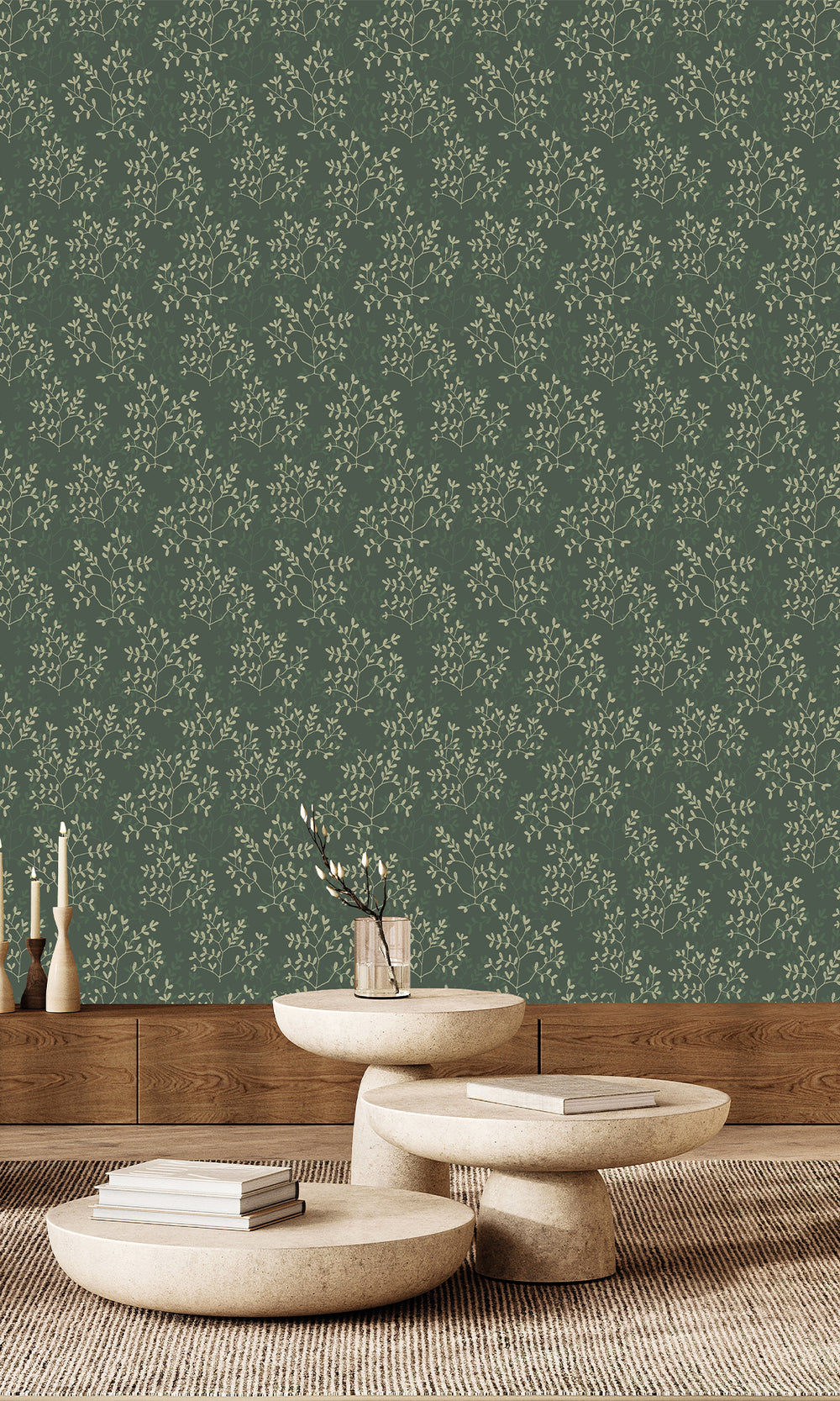 Deep Sea Shadow & Prairie Grey Dual Toned Branches Wallpaper R9982