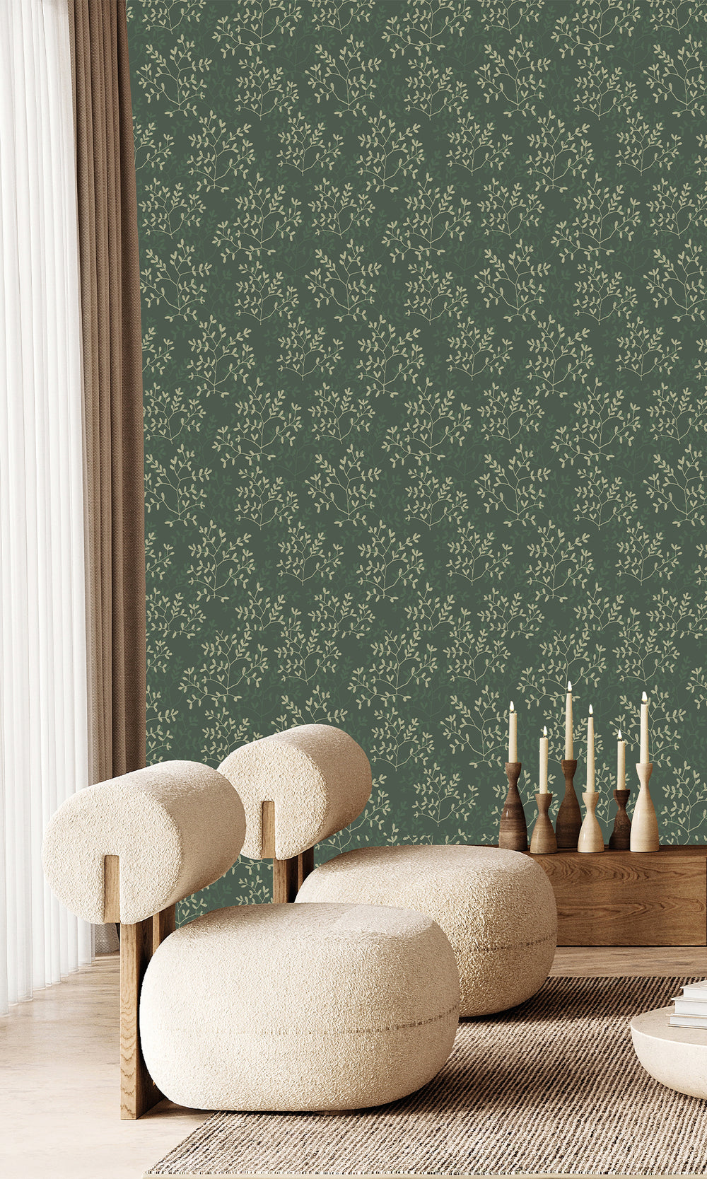 Deep Sea Shadow & Prairie Grey Dual Toned Branches Wallpaper R9982