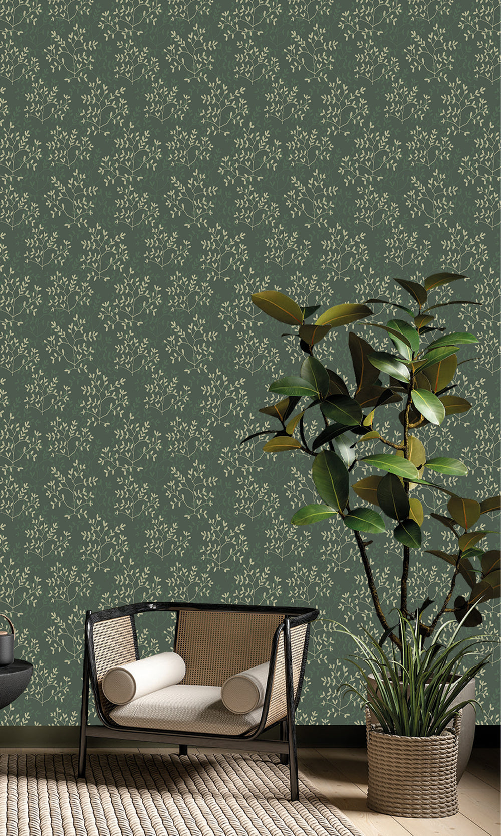 Deep Sea Shadow & Prairie Grey Dual Toned Branches Wallpaper R9982