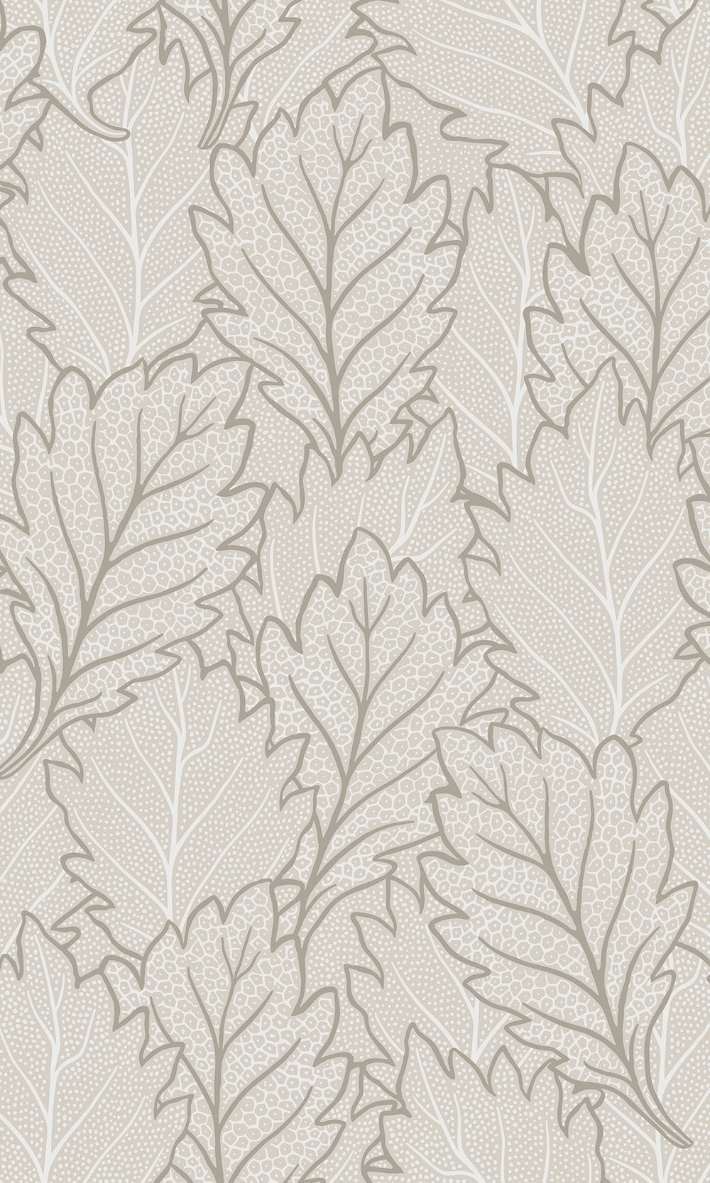 Thick Fog & Warm Grey Pressed Quercus Leaves Wallpaper R9983