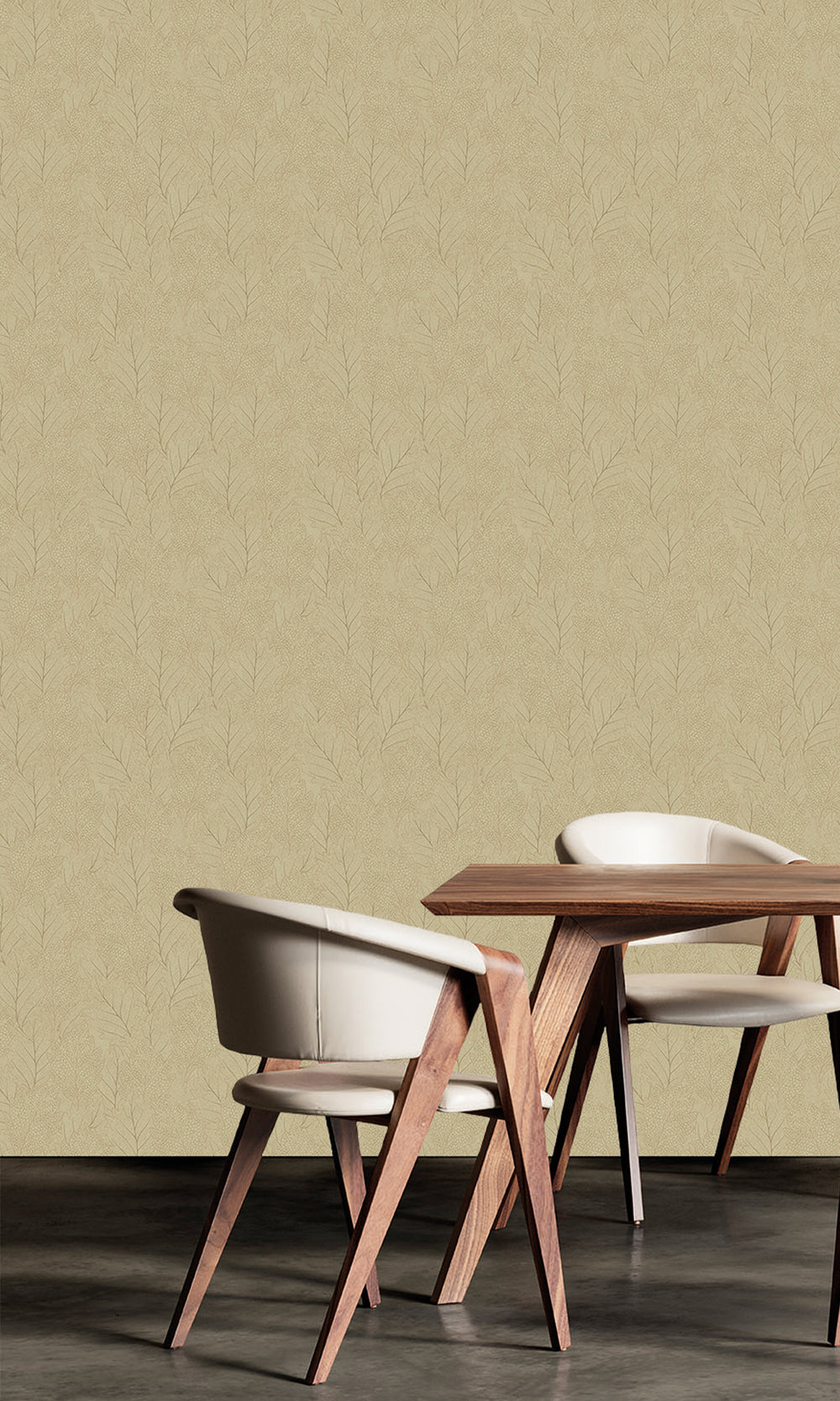 Canary Grass & Sweet Sparrow Pressed Quercus Leaves Wallpaper R9984