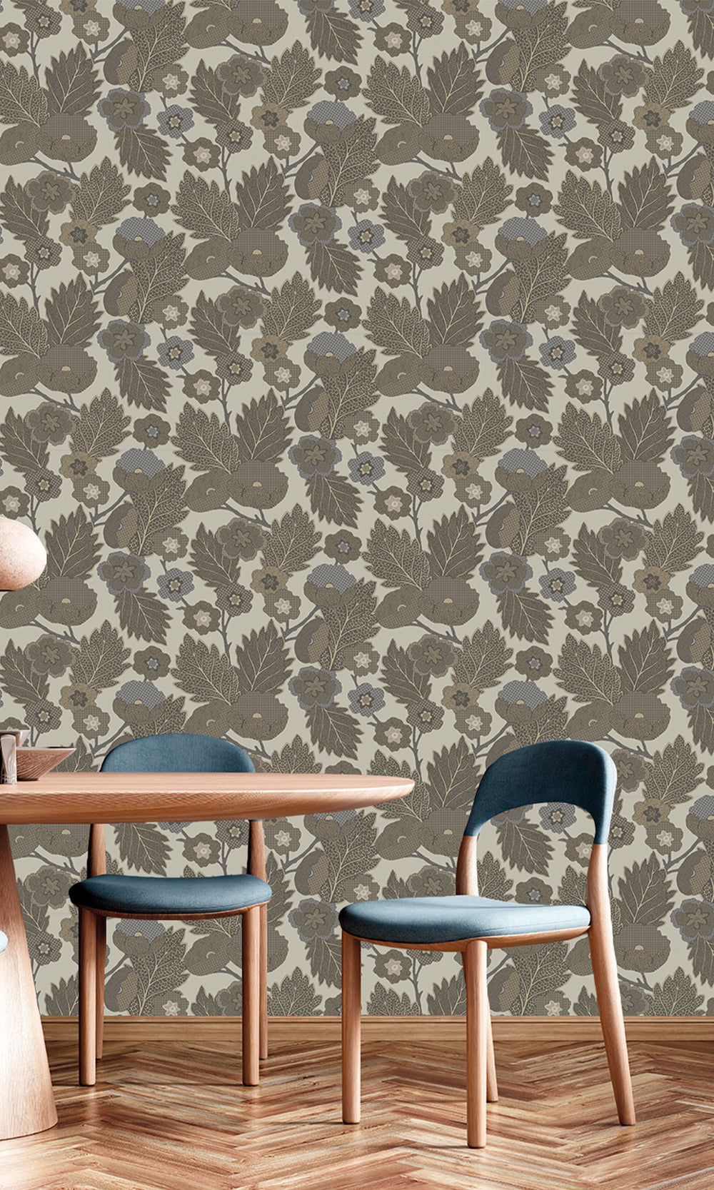 Cotton Seed & Whitney Oaks Poppies and Leaves Wallpaper R9988