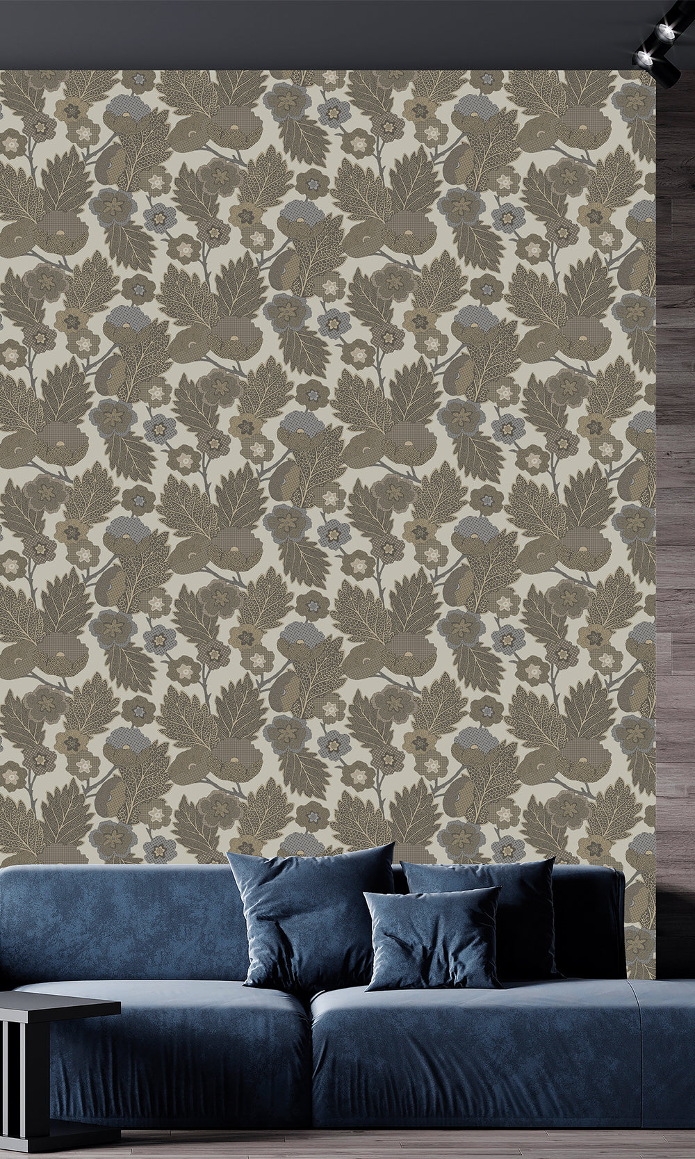 Cotton Seed & Whitney Oaks Poppies and Leaves Wallpaper R9988