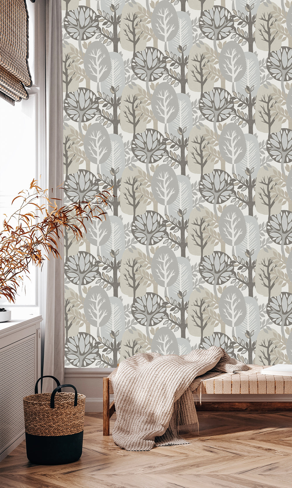 Willow Springs & Bearsuit Grey Nature's Forest Wallpaper R9991