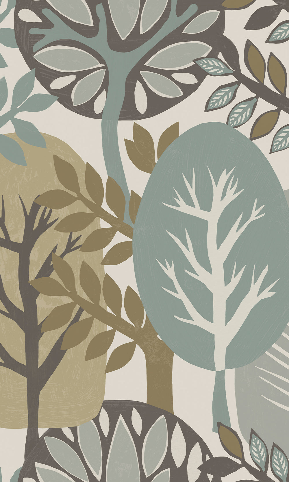 Pearl Oyster & Iceberg Green Nature's Forest Wallpaper R9992