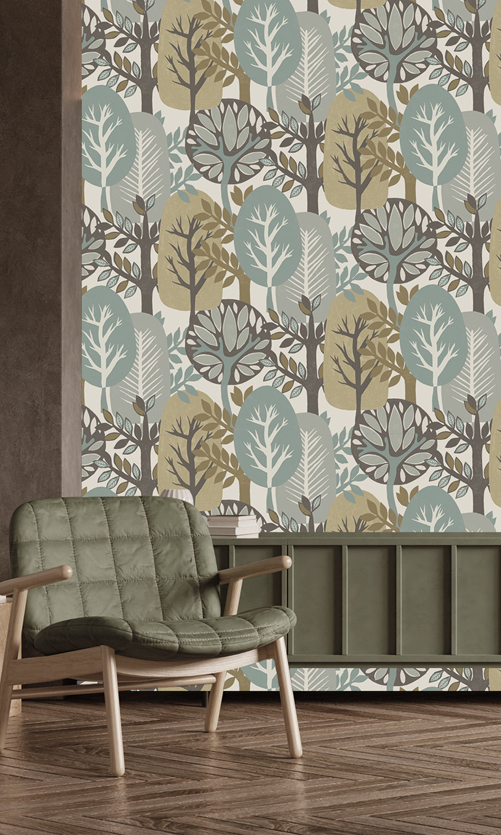 Pearl Oyster & Iceberg Green Nature's Forest Wallpaper R9992