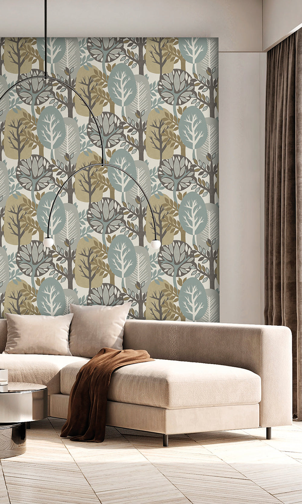 Pearl Oyster & Iceberg Green Nature's Forest Wallpaper R9992