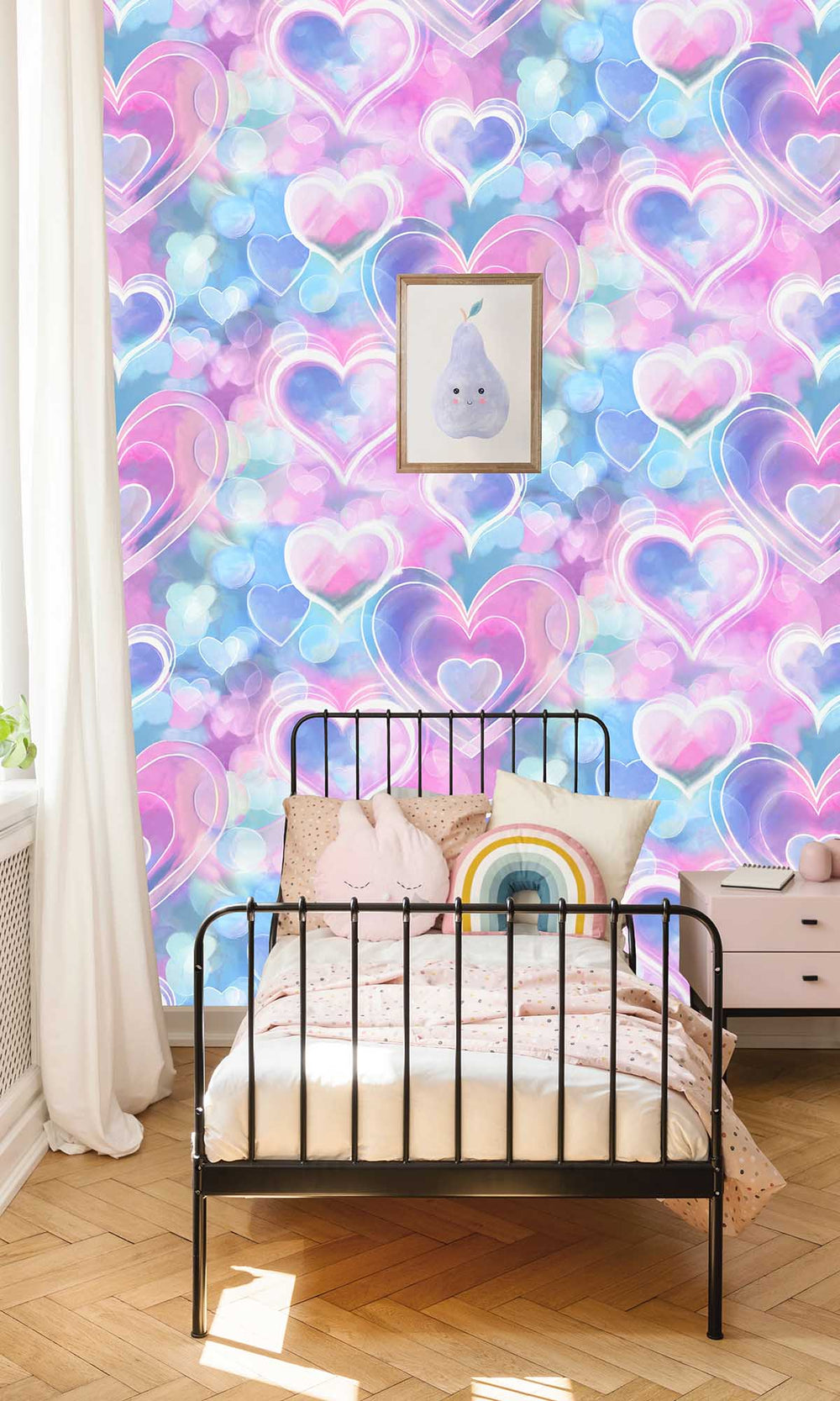 Pink/Blue Enchanting Hearts Wallpaper R9999
