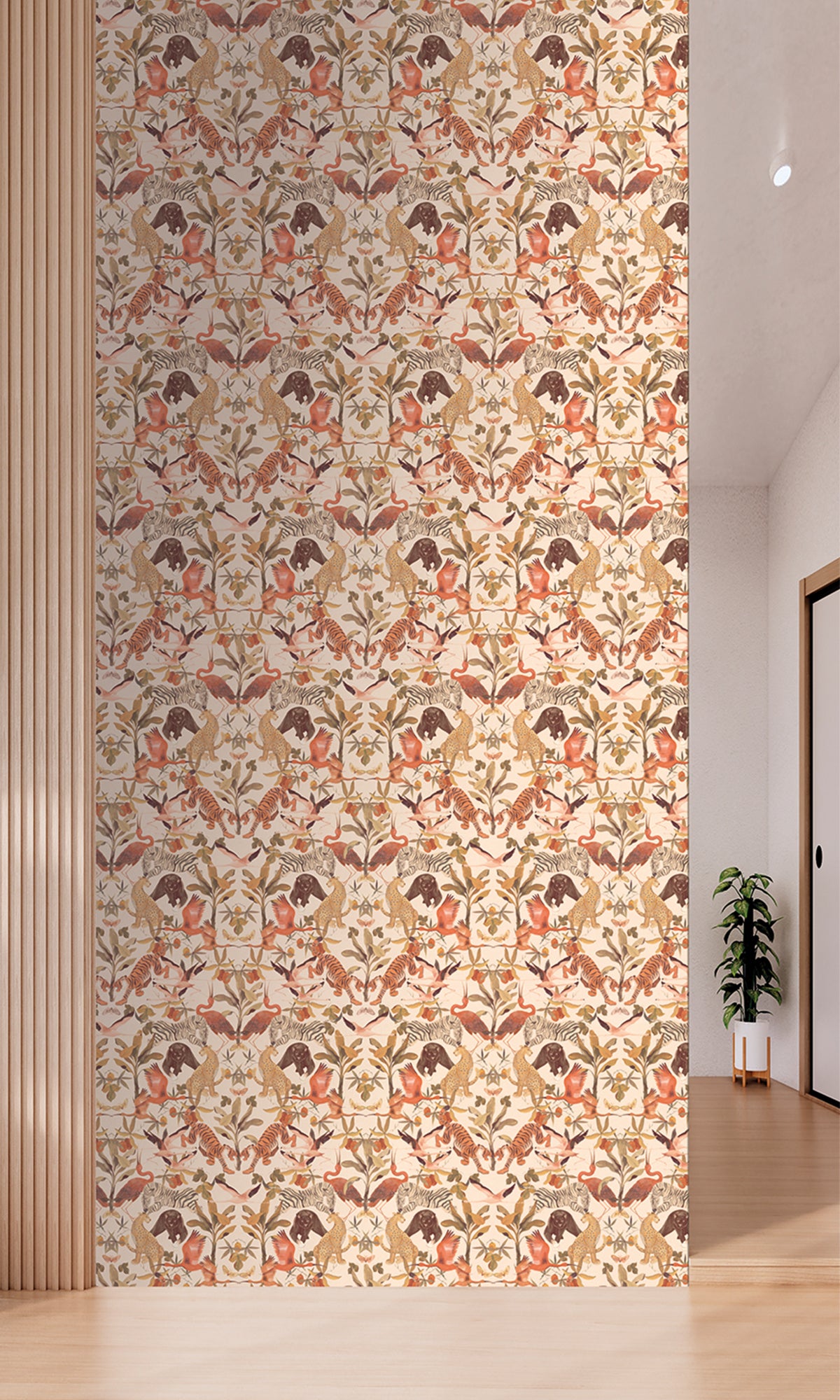 Cream Magic Animals Botanical Wallpaper RM9016