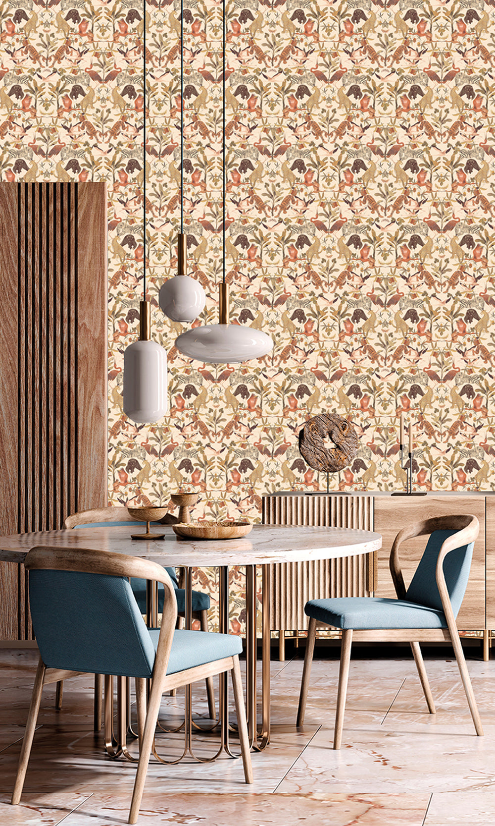 Cream Magic Animals Botanical Wallpaper RM9016