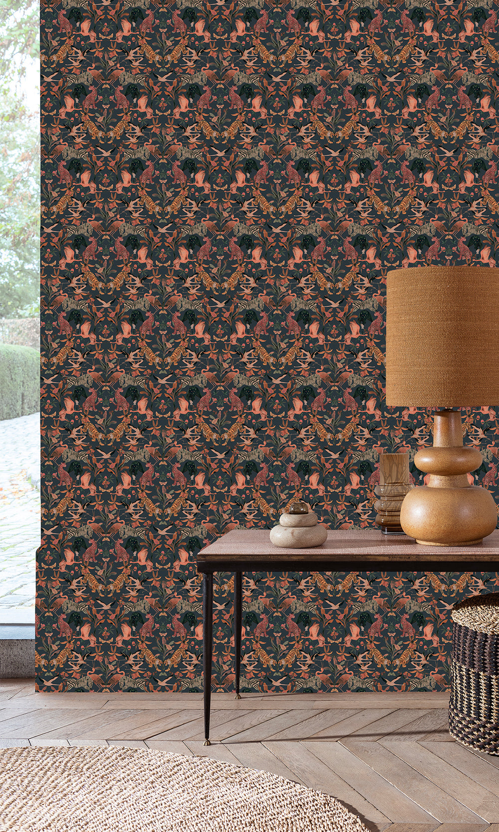 Heron Green Magic Animals Botanical Wallpaper RM9019
