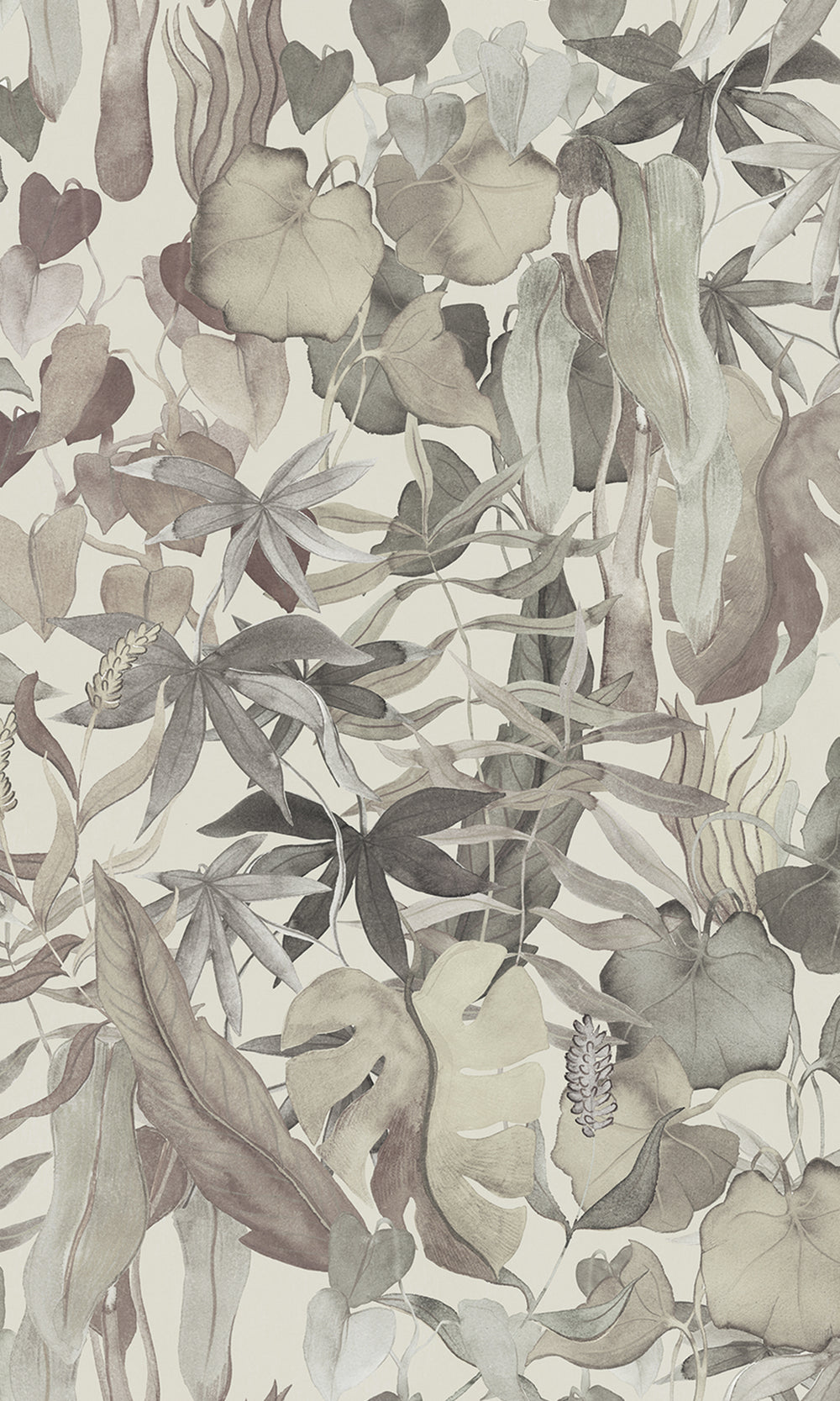 Greige Abstract Leaves Wallpaper RM9020