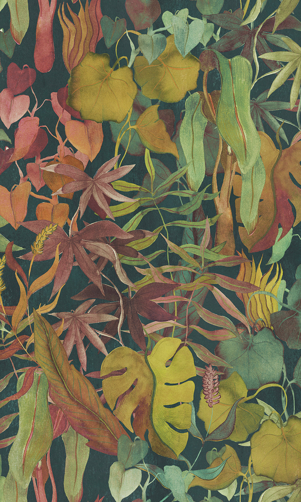Heron Green Abstract Leaves Wallpaper RM9022